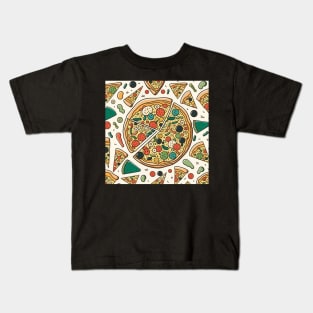 Pizza Pattern Line Drawing Colorful, Awesome Birthday Gift ideas for Pizza Lovers Kids T-Shirt